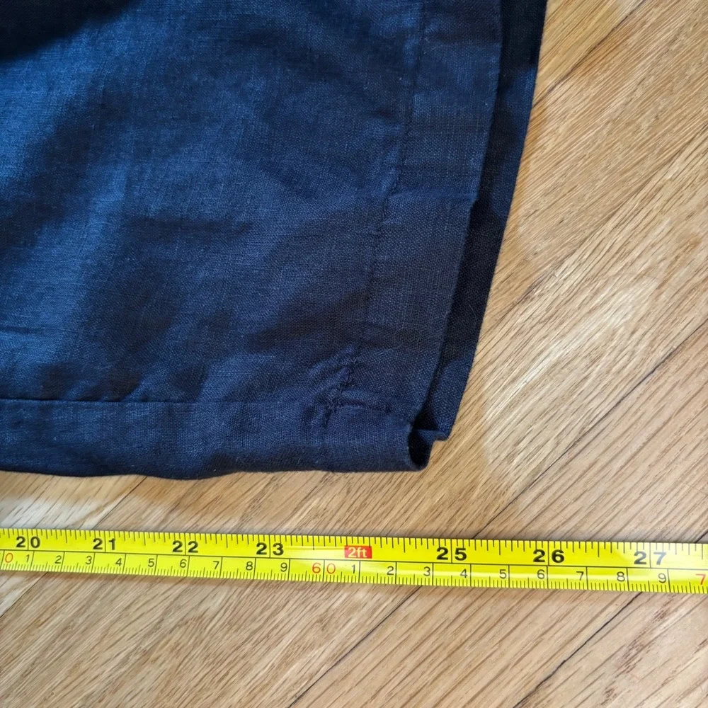 Quince 100% European Linen Ankle Pants Straight Leg Black Women Med Minimalist
